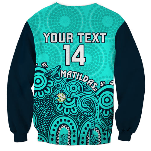 personalised-australia-soccer-sweatshirt-aboriginal-turquoise-2023-world-cup-with-kangaroo
