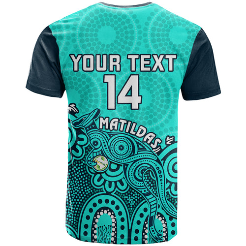 personalised-australia-soccer-t-shirt-aboriginal-turquoise-2023-world-cup-with-kangaroo