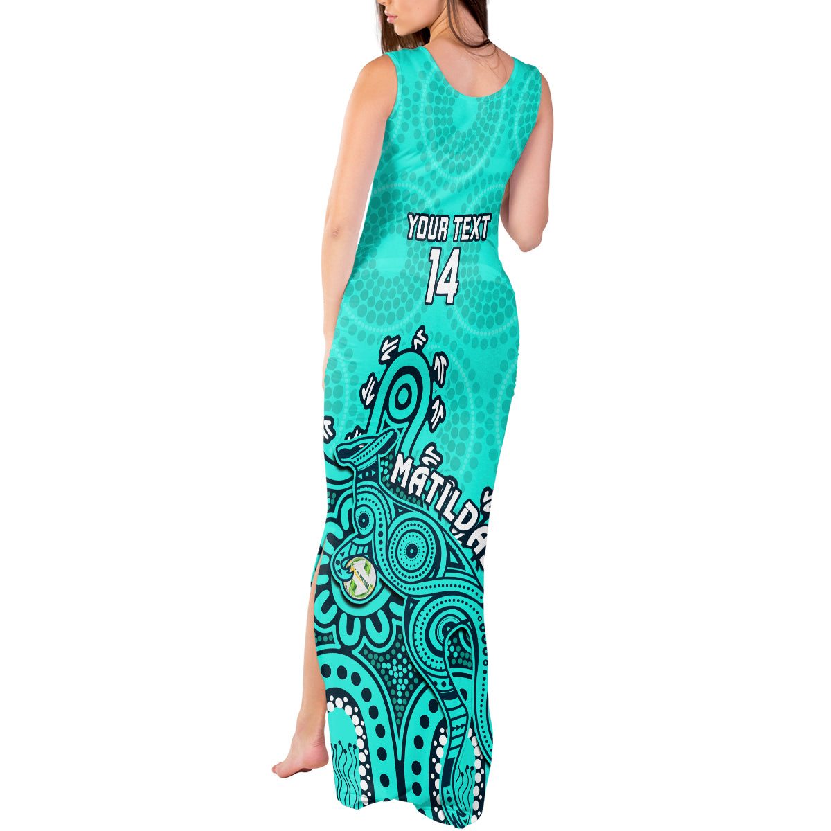 personalised-australia-soccer-tank-maxi-dress-aboriginal-turquoise-2023-world-cup-with-kangaroo