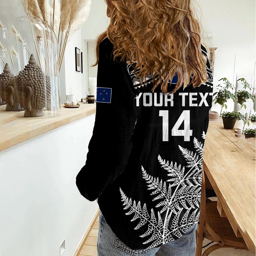 Personalised New Zealand Silver Fern Rugby Women Casual Shirt Go All Black 2023 World Cup LT14