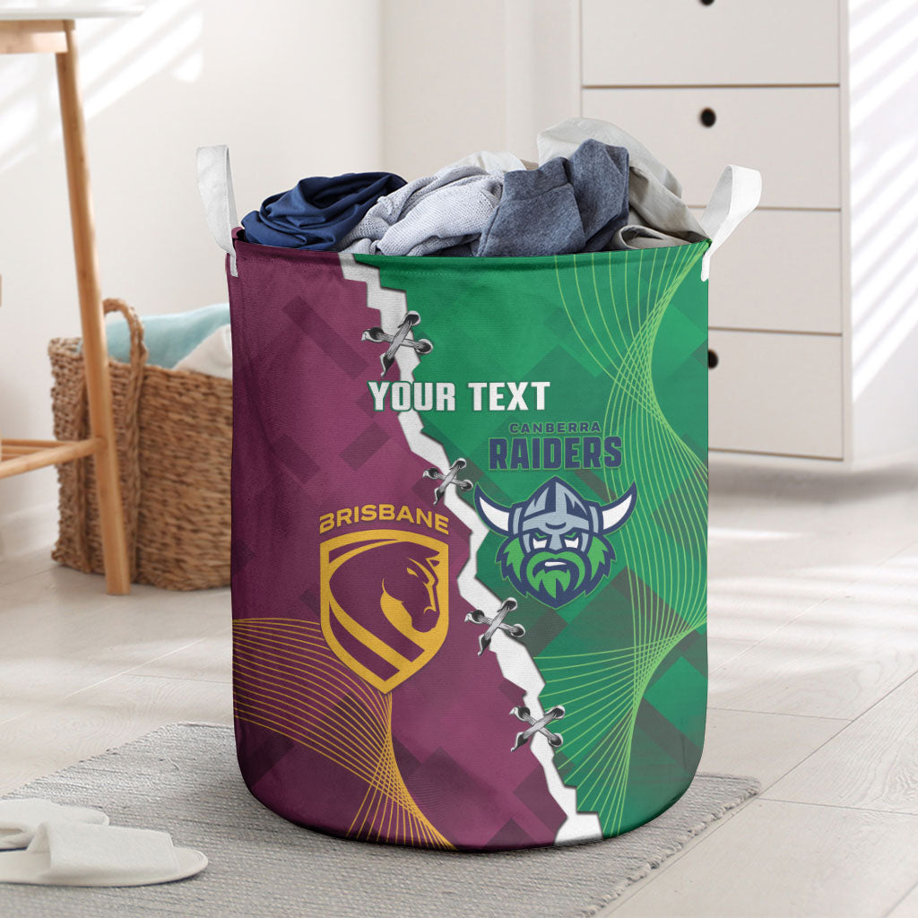 Broncos and Raiders Rugby Custom Laundry Basket Dynamic Version