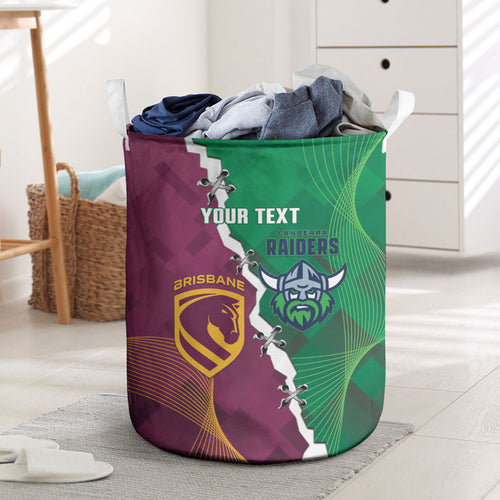 Broncos and Raiders Rugby Custom Laundry Basket Dynamic Version