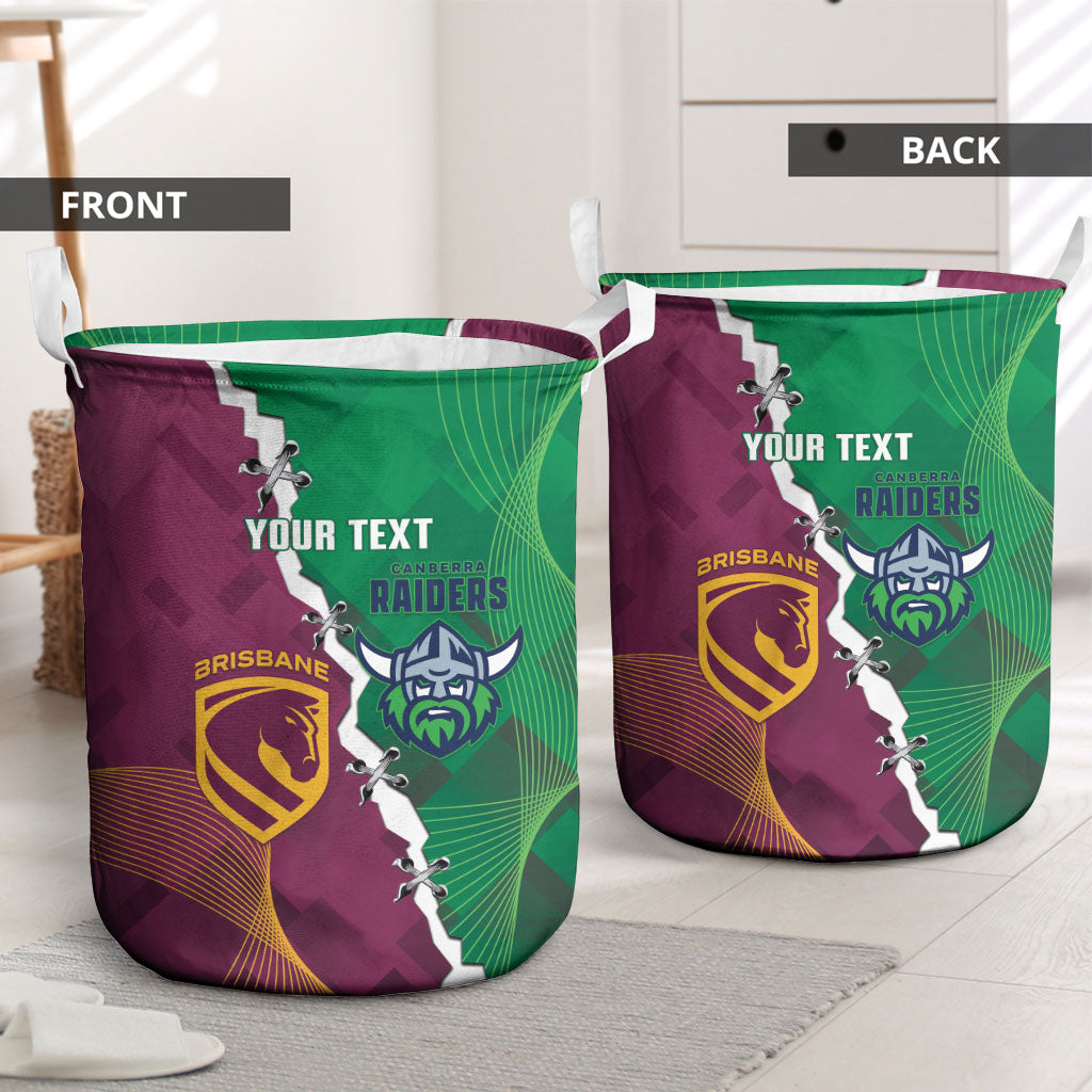 Broncos and Raiders Rugby Custom Laundry Basket Dynamic Version