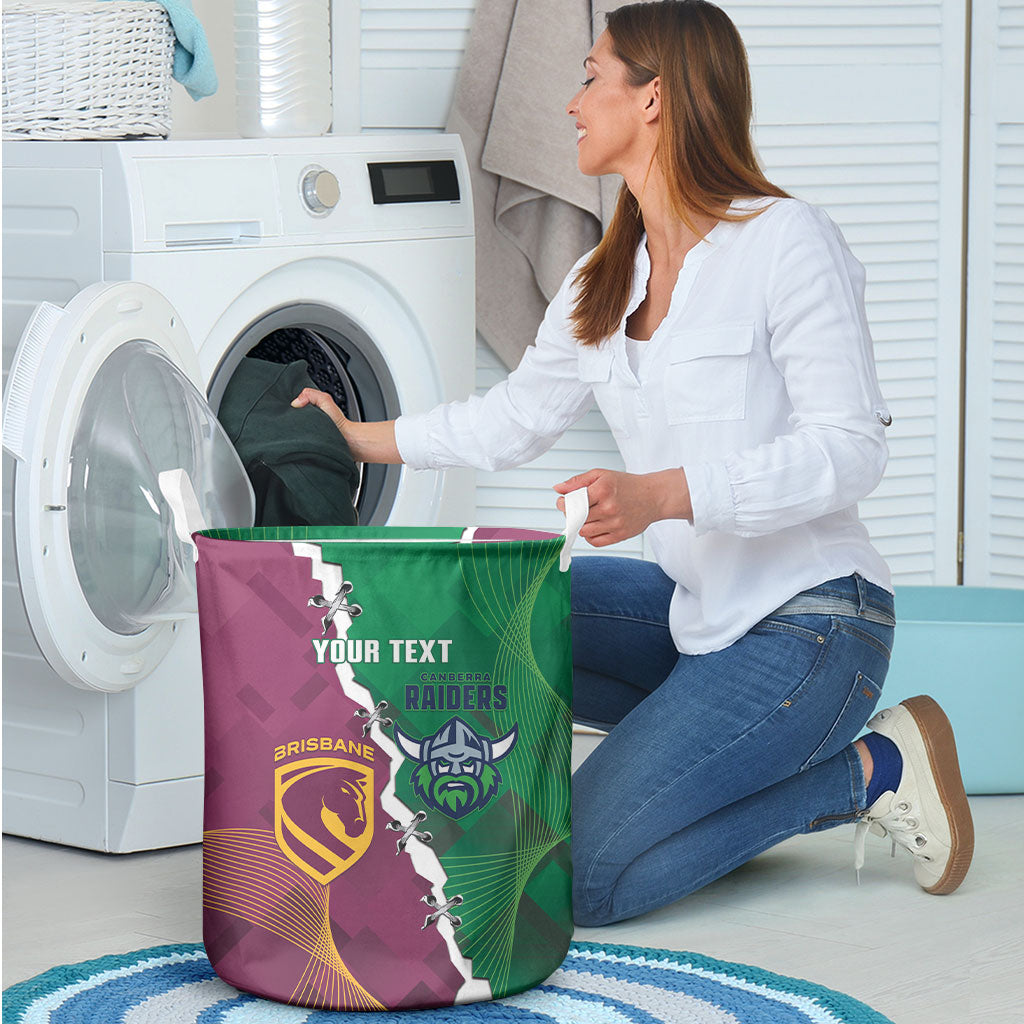 Broncos and Raiders Rugby Custom Laundry Basket Dynamic Version