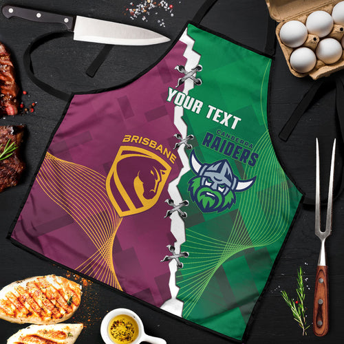 Broncos and Raiders Rugby Custom Apron Dynamic Version