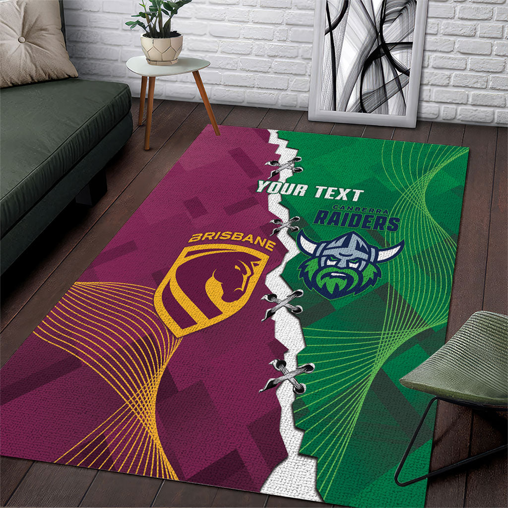 Broncos and Raiders Rugby Custom Area Rug Dynamic Version