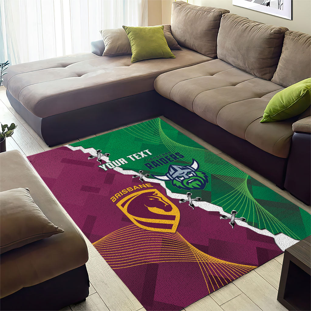 Broncos and Raiders Rugby Custom Area Rug Dynamic Version