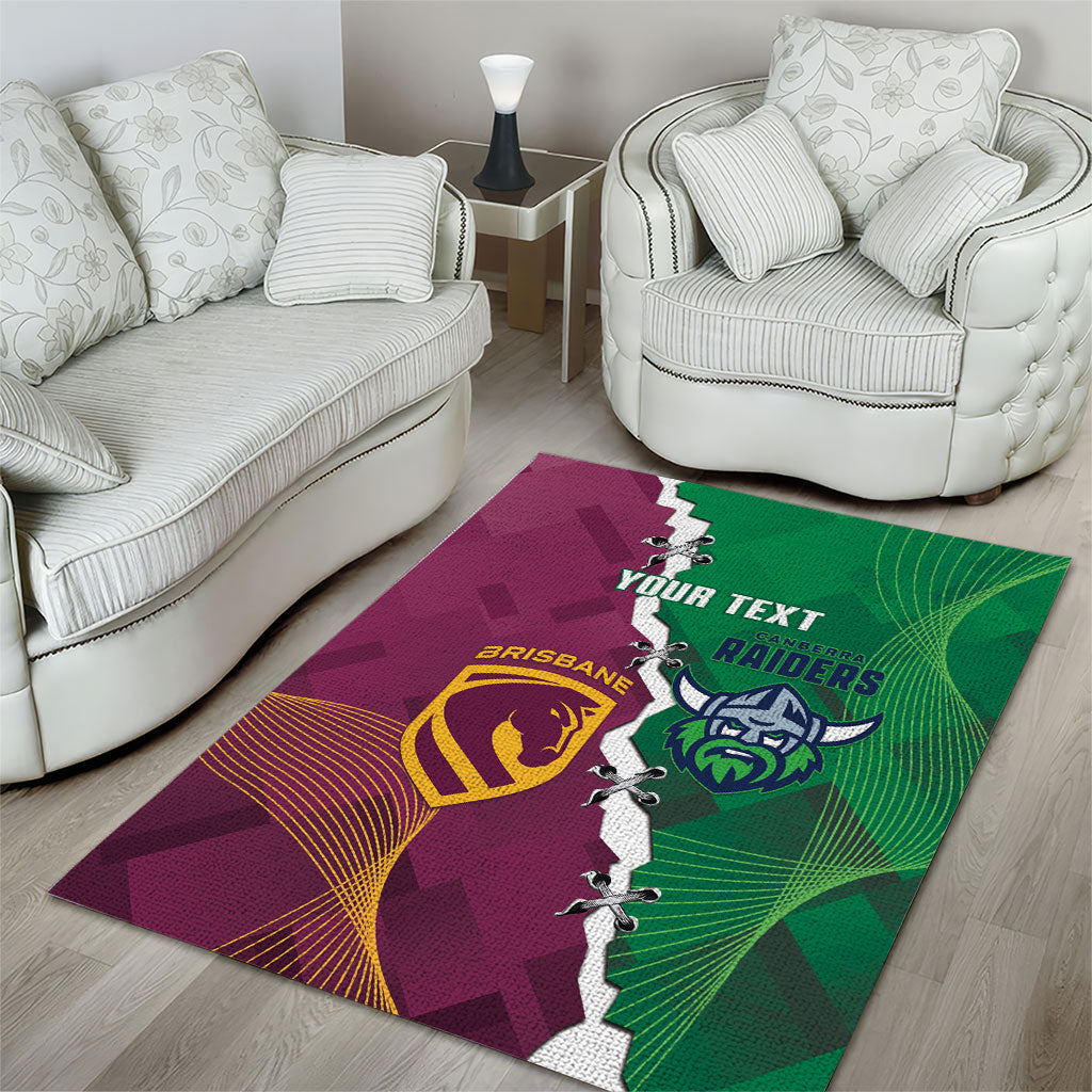 Broncos and Raiders Rugby Custom Area Rug Dynamic Version