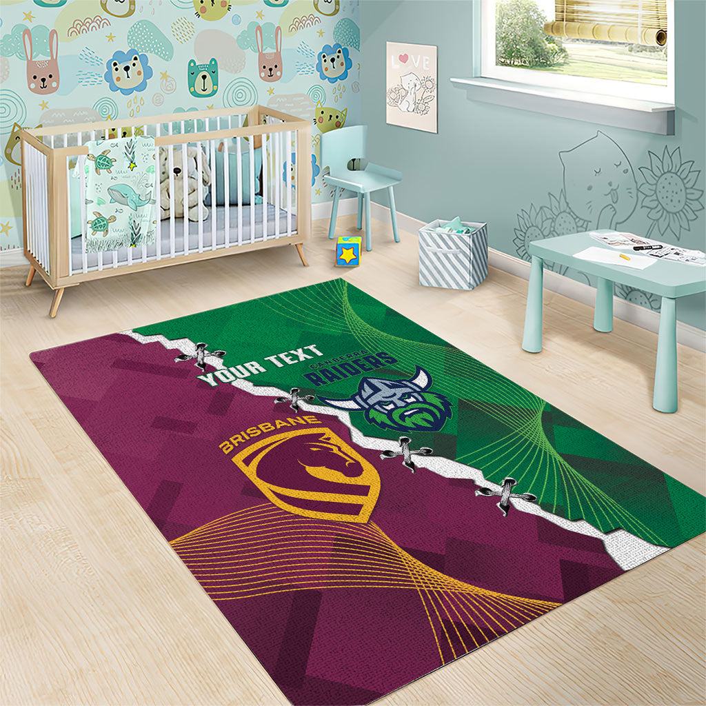 Broncos and Raiders Rugby Custom Area Rug Dynamic Version