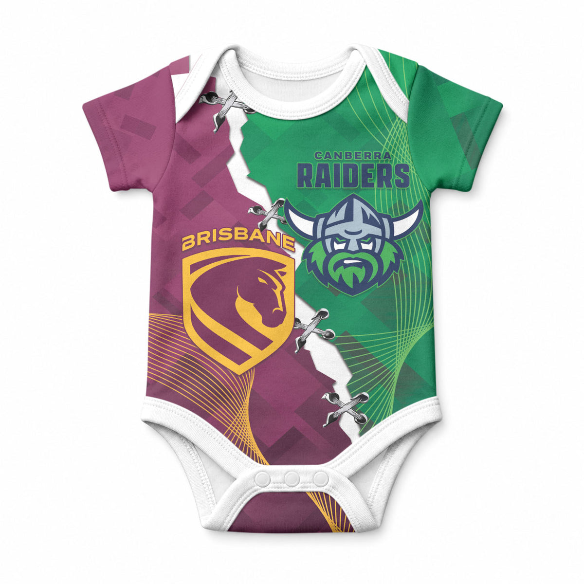 Broncos and Raiders Rugby Custom Baby Onesie Dynamic Version