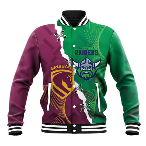 Broncos and Raiders Rugby Custom Baseball Jacket Dynamic Version
