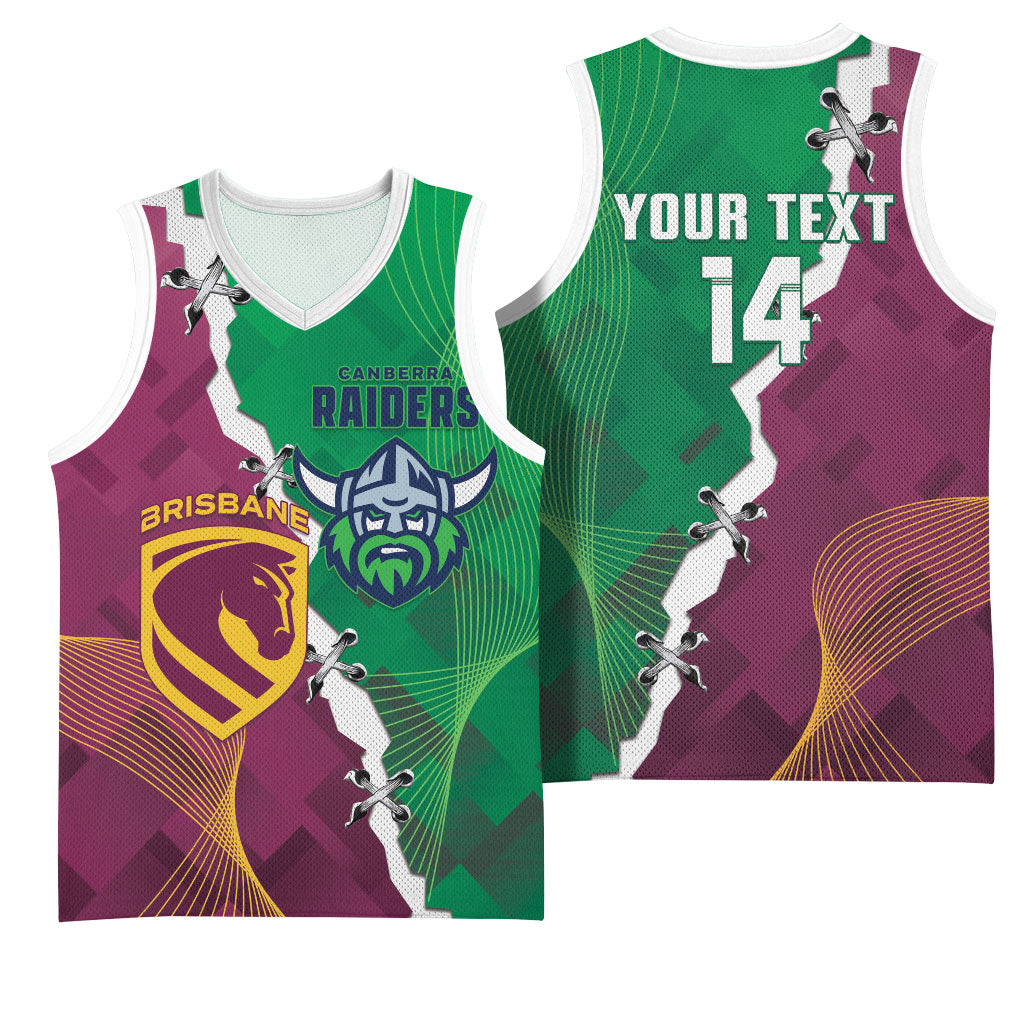 Broncos and Raiders Rugby Custom Basketball Jersey Dynamic Version