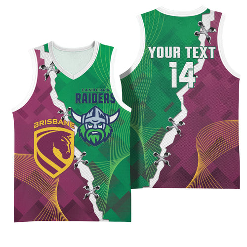 Broncos and Raiders Rugby Custom Basketball Jersey Dynamic Version