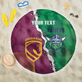 Broncos and Raiders Rugby Custom Beach Blanket Dynamic Version