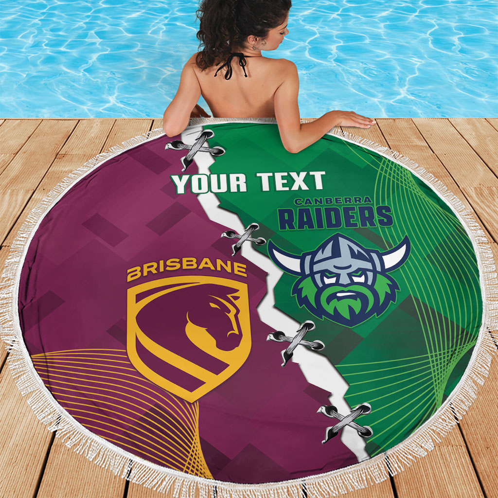 Broncos and Raiders Rugby Custom Beach Blanket Dynamic Version