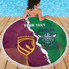 Broncos and Raiders Rugby Custom Beach Blanket Dynamic Version