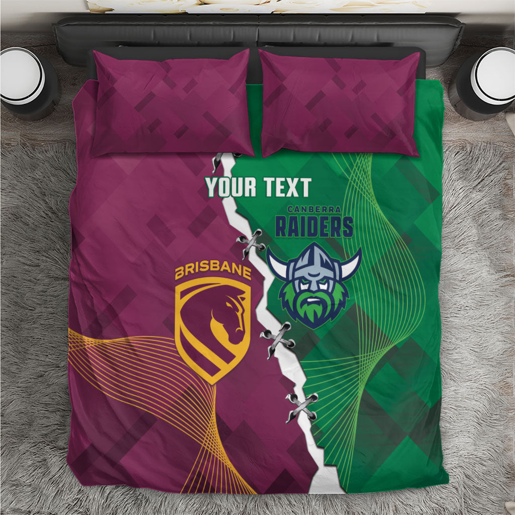 Broncos and Raiders Rugby Custom Bedding Set Dynamic Version