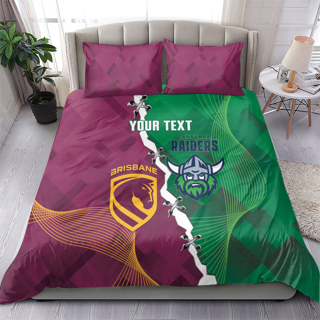 Broncos and Raiders Rugby Custom Bedding Set Dynamic Version