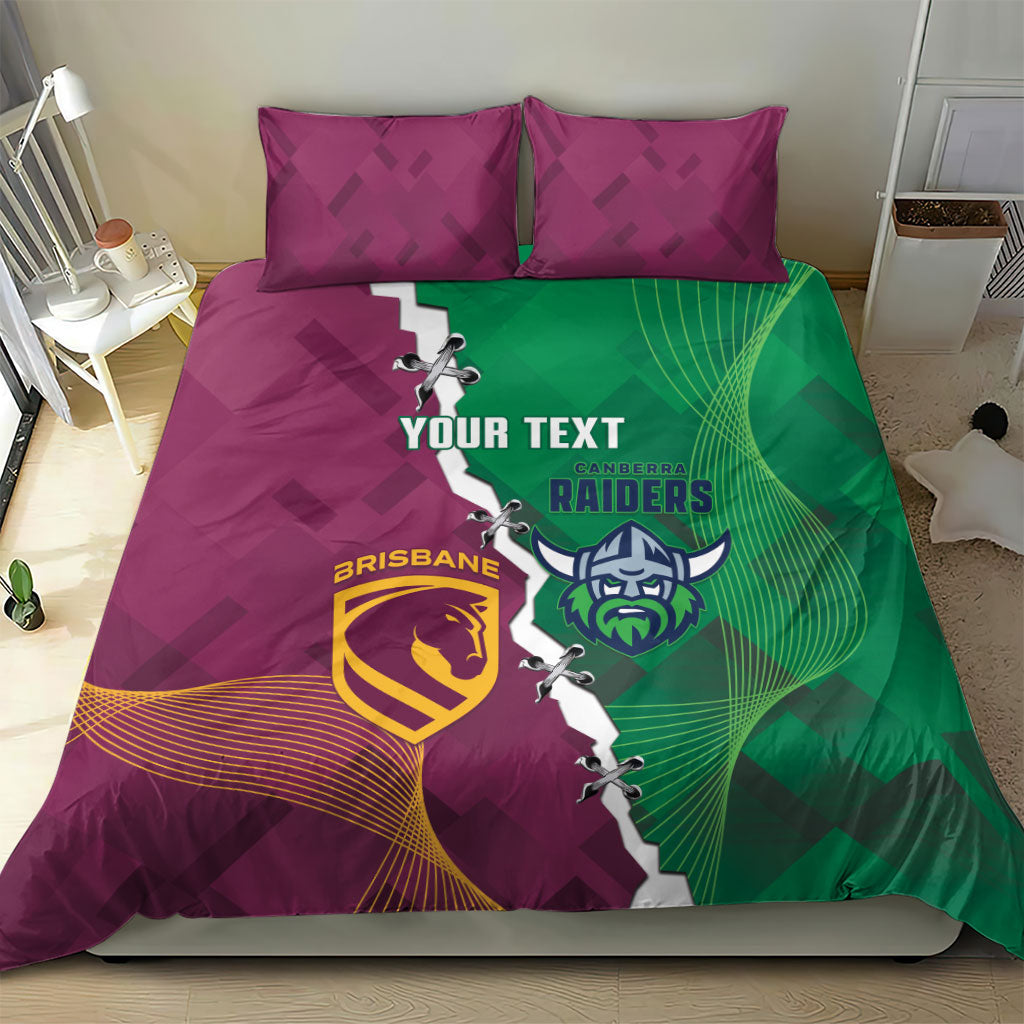 Broncos and Raiders Rugby Custom Bedding Set Dynamic Version