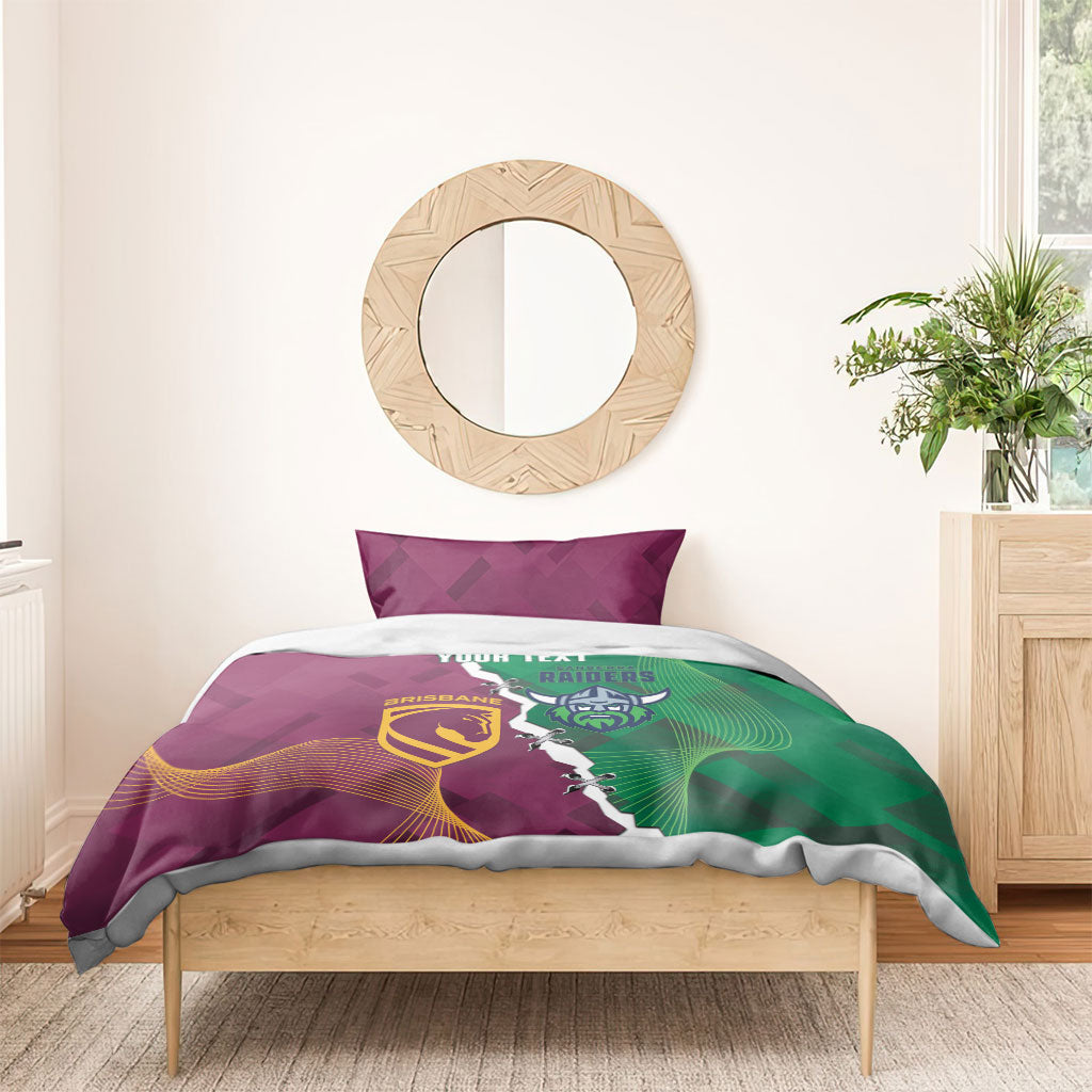 Broncos and Raiders Rugby Custom Bedding Set Dynamic Version