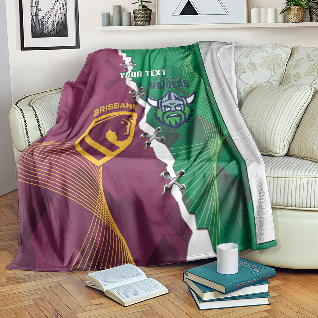 Broncos and Raiders Rugby Custom Blanket Dynamic Version