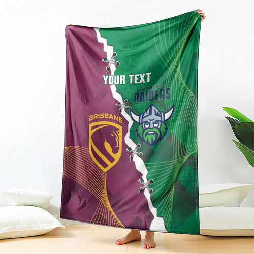 Broncos and Raiders Rugby Custom Blanket Dynamic Version