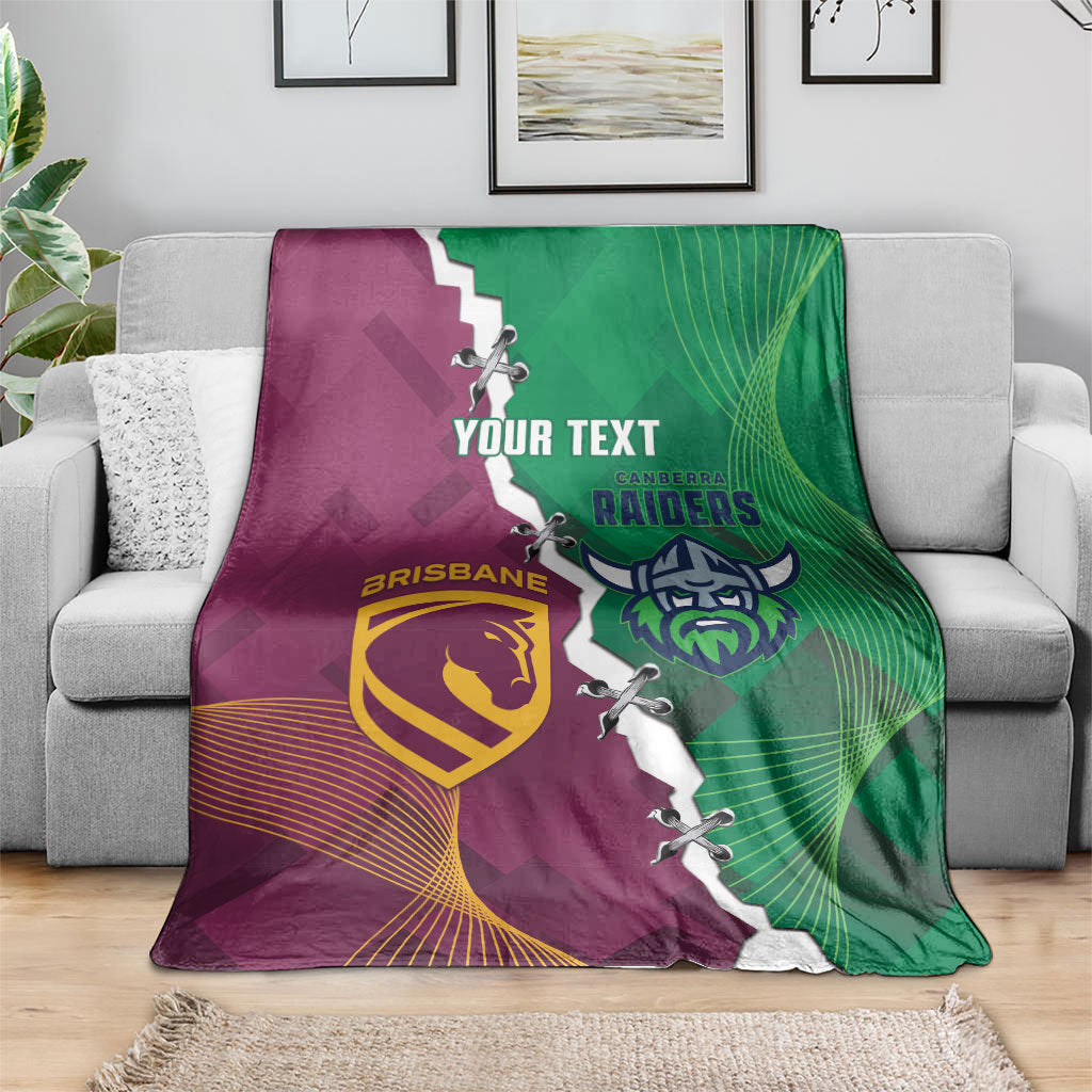 Broncos and Raiders Rugby Custom Blanket Dynamic Version