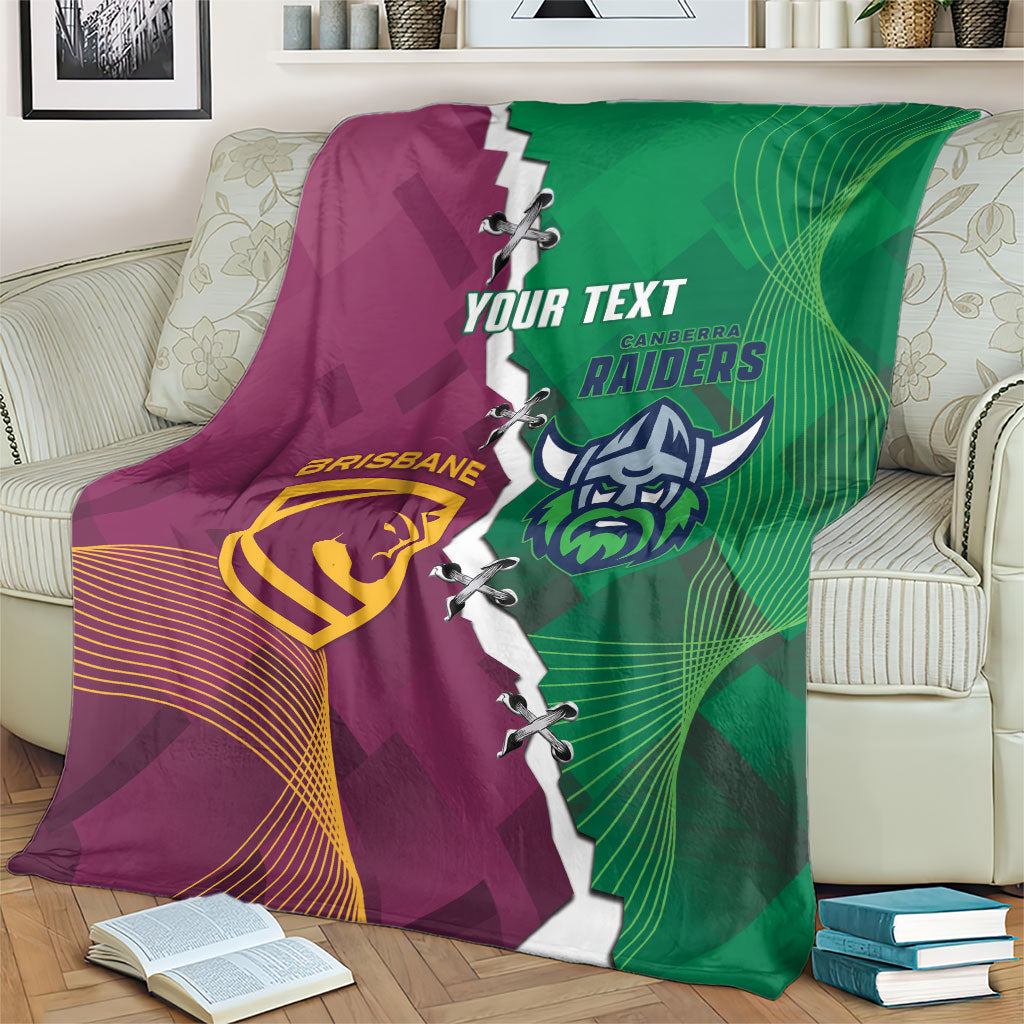 Broncos and Raiders Rugby Custom Blanket Dynamic Version