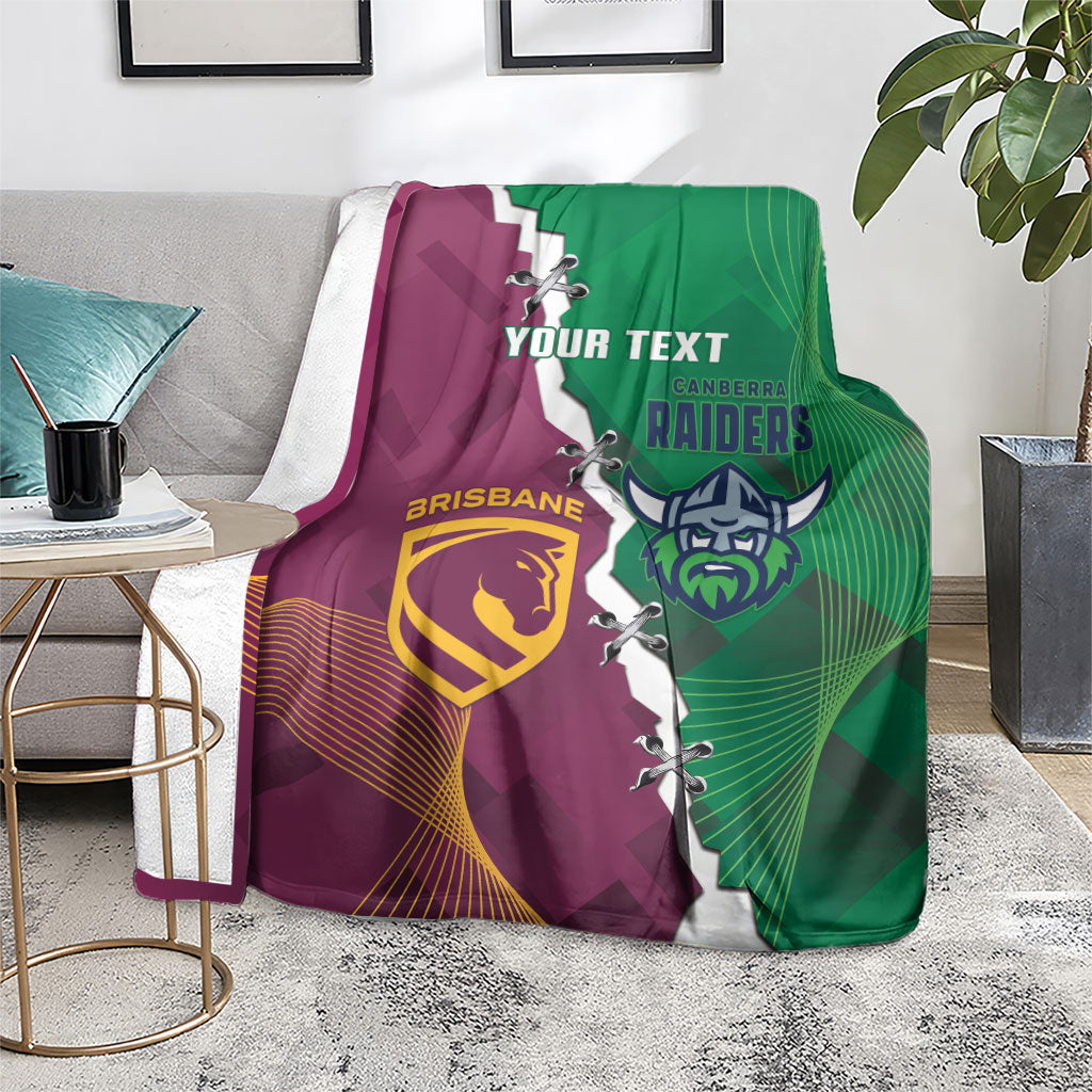 Broncos and Raiders Rugby Custom Blanket Dynamic Version
