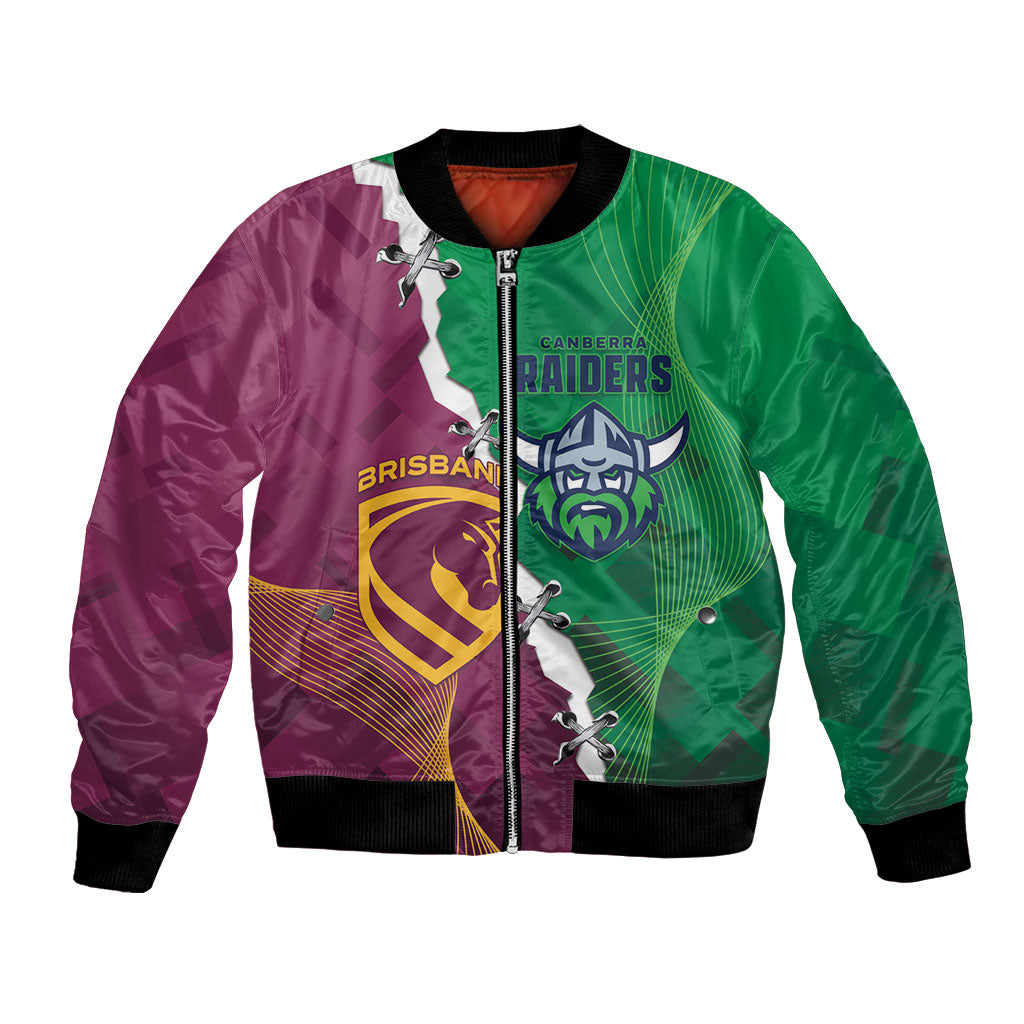 Broncos and Raiders Rugby Custom Bomber Jacket Dynamic Version