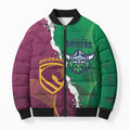 Broncos and Raiders Rugby Custom Bomber Puffer Jacket Dynamic Version