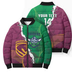 Broncos and Raiders Rugby Custom Bomber Puffer Jacket Dynamic Version