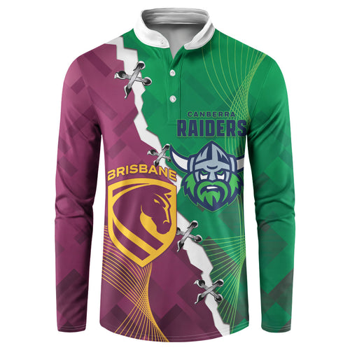 Broncos and Raiders Rugby Custom Button Sweatshirt Dynamic Version