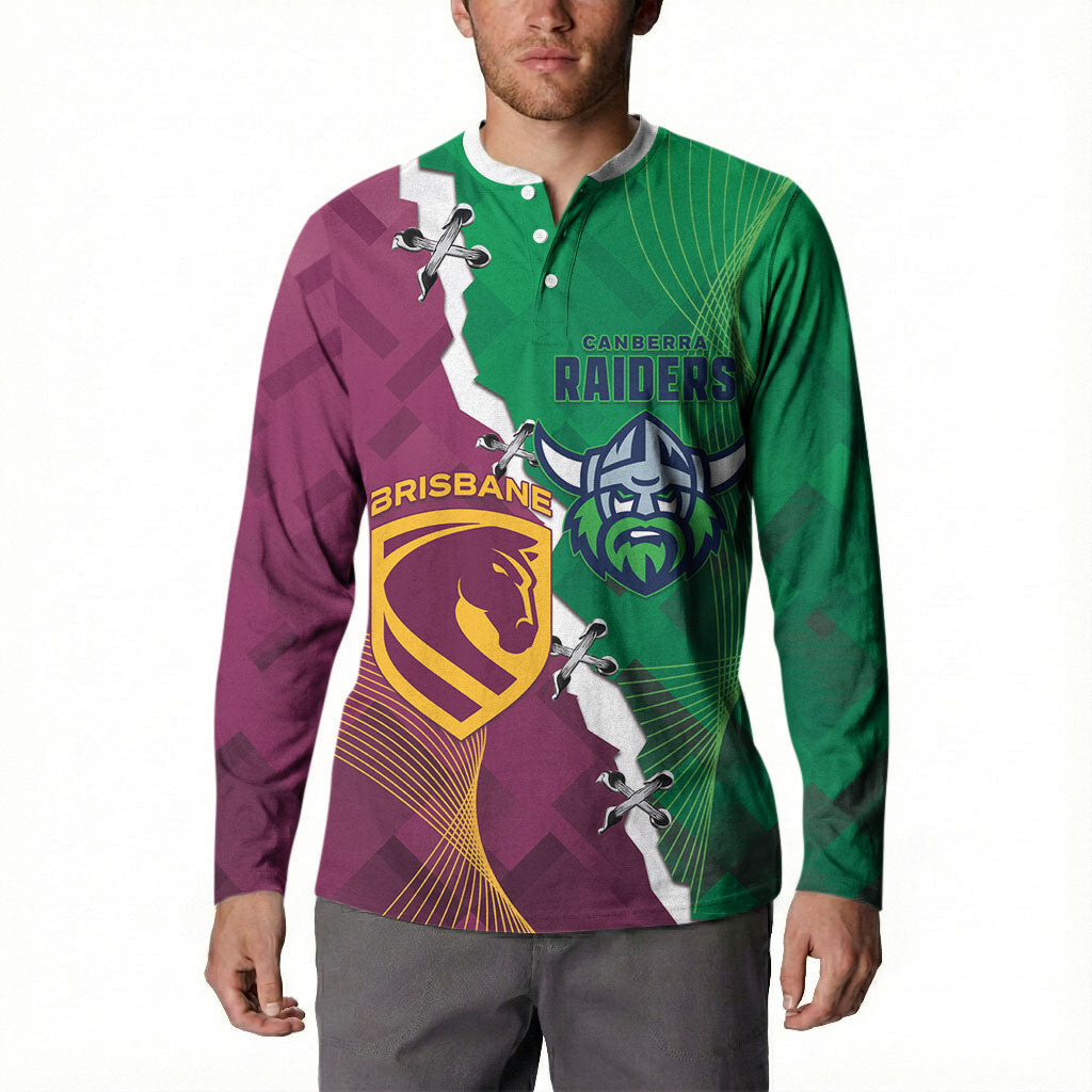 Broncos and Raiders Rugby Custom Button Sweatshirt Dynamic Version