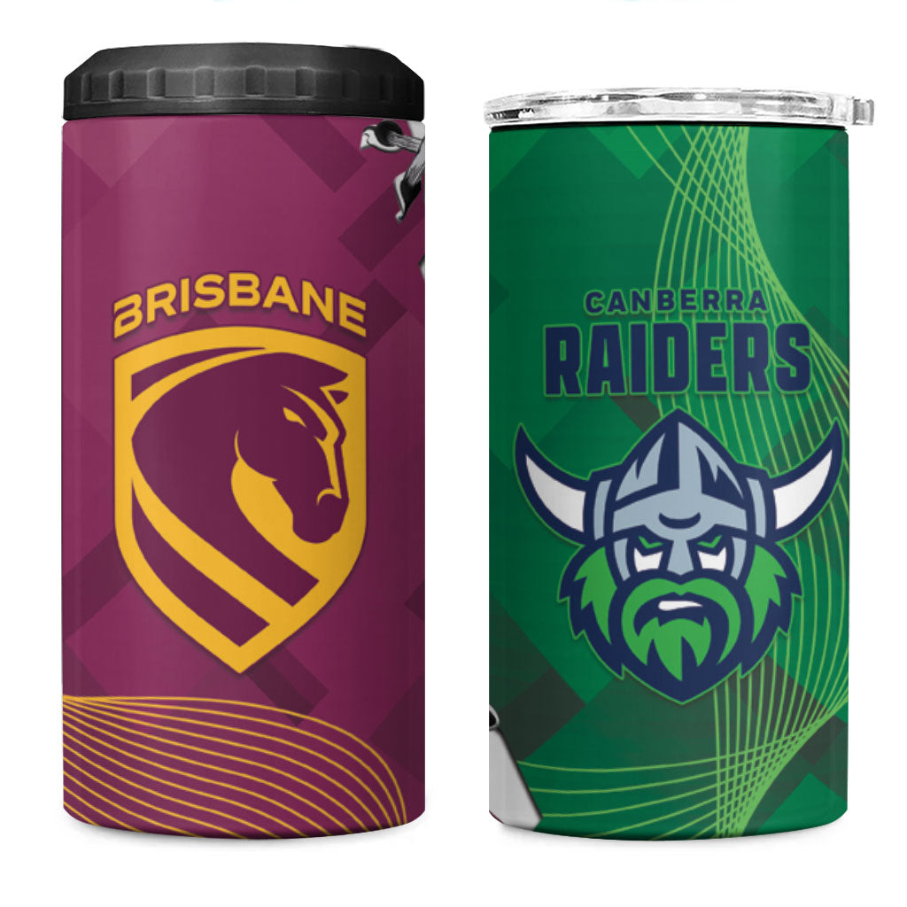 Broncos and Raiders Rugby 4 in 1 Can Cooler Tumbler Dynamic Version