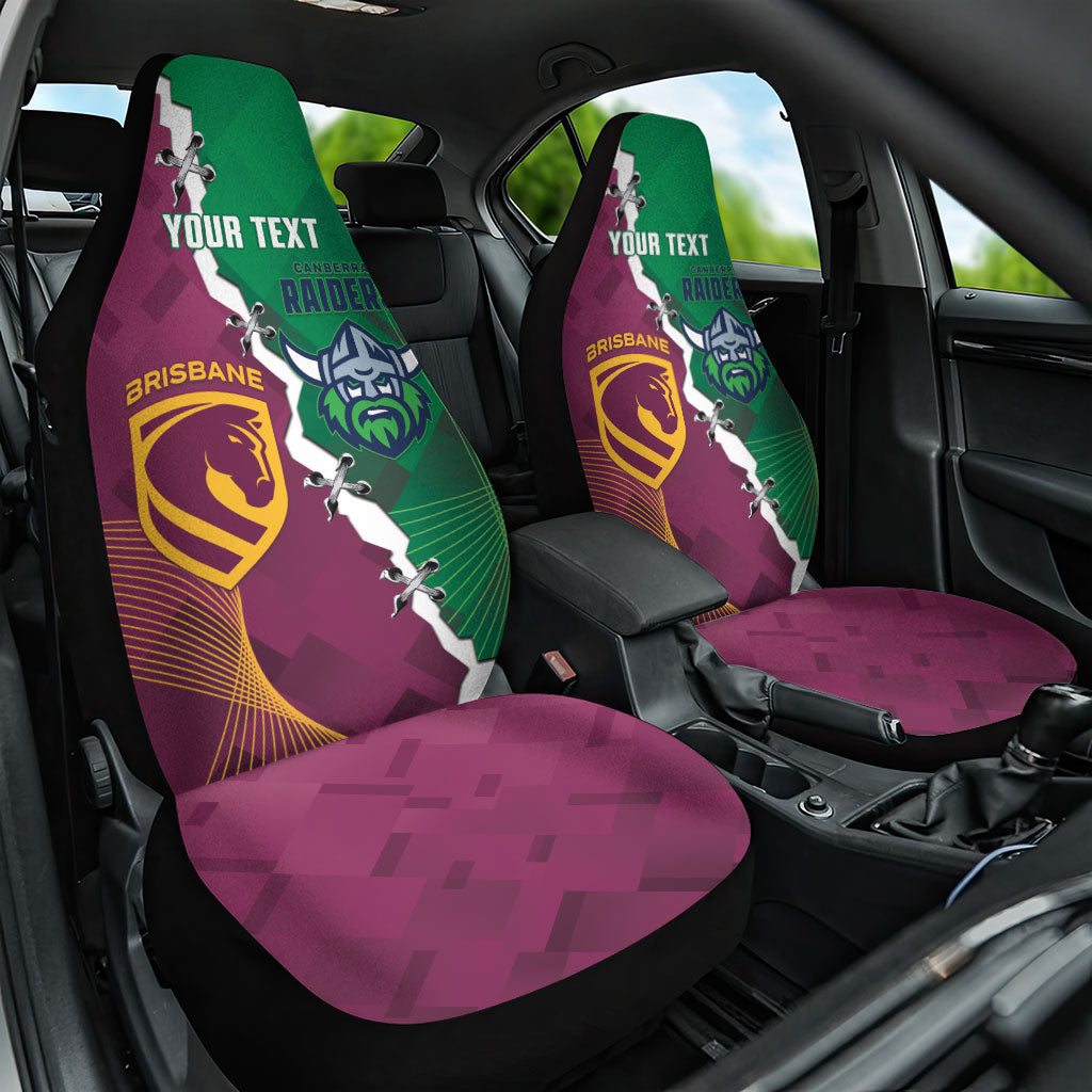 Broncos and Raiders Rugby Custom Car Seat Cover Dynamic Version