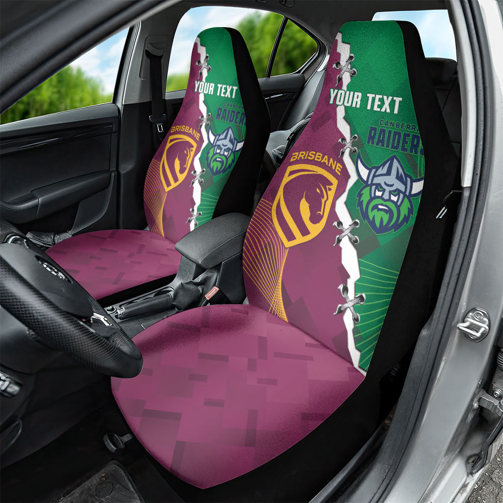 Broncos and Raiders Rugby Custom Car Seat Cover Dynamic Version