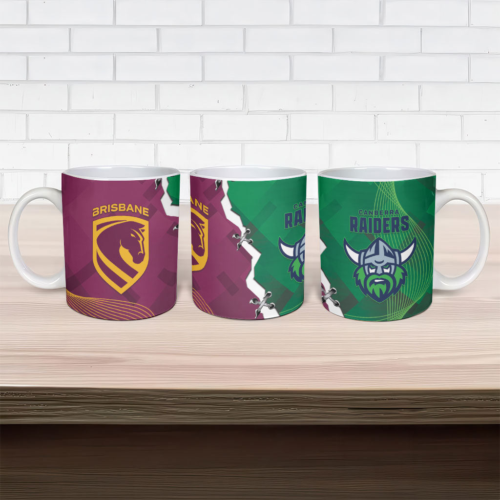 Broncos and Raiders Rugby Ceramic Mug Dynamic Version