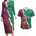 Broncos and Raiders Rugby Custom Couples Matching Long Sleeve Bodycon Dress and Hawaiian Shirt Dynamic Version