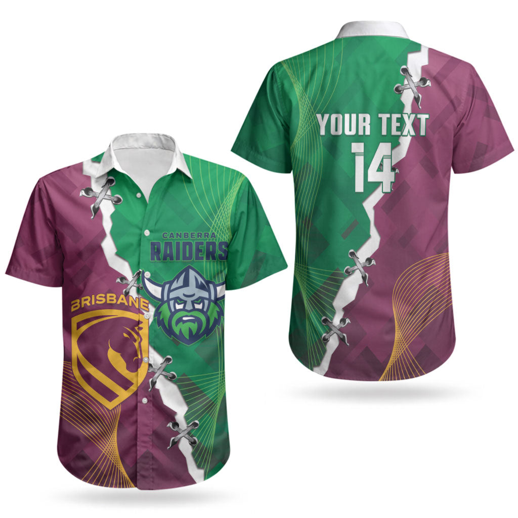 Broncos and Raiders Rugby Custom Couples Matching Long Sleeve Bodycon Dress and Hawaiian Shirt Dynamic Version