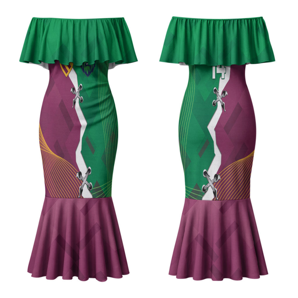 Broncos and Raiders Rugby Custom Couples Matching Mermaid Dress and Long Sleeve Button Shirt Dynamic Version