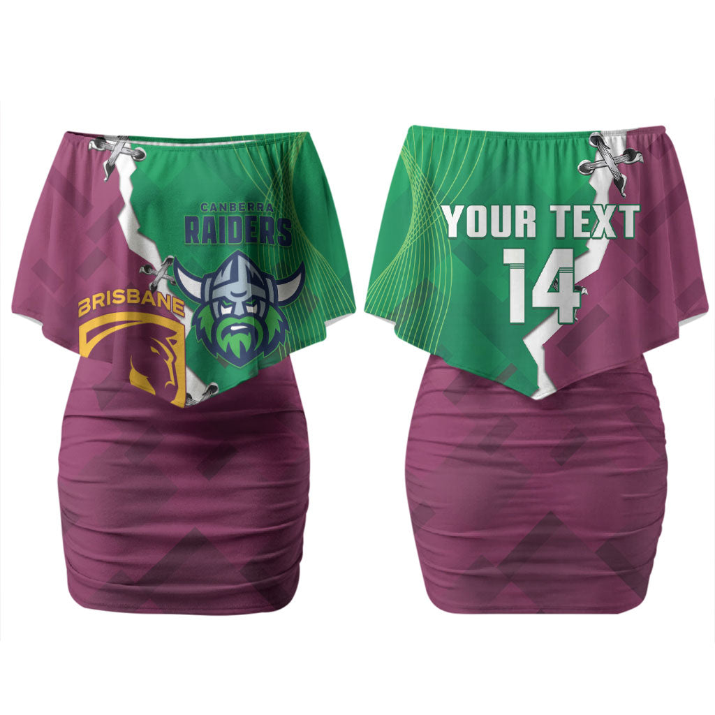 Broncos and Raiders Rugby Custom Couples Matching Off Shoulder Short Dress and Hawaiian Shirt Dynamic Version