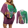 Broncos and Raiders Rugby Custom Couples Matching Off Shoulder Short Dress and Long Sleeve Button Shirt Dynamic Version