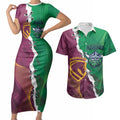Broncos and Raiders Rugby Custom Couples Matching Short Sleeve Bodycon Dress and Hawaiian Shirt Dynamic Version