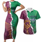 Broncos and Raiders Rugby Custom Couples Matching Short Sleeve Bodycon Dress and Hawaiian Shirt Dynamic Version