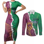 Broncos and Raiders Rugby Custom Couples Matching Short Sleeve Bodycon Dress and Long Sleeve Button Shirt Dynamic Version