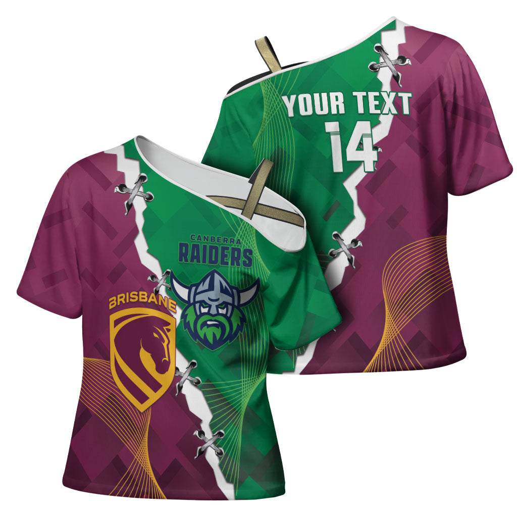 Broncos and Raiders Rugby Custom Cross Shoulder Shirt Dynamic Version