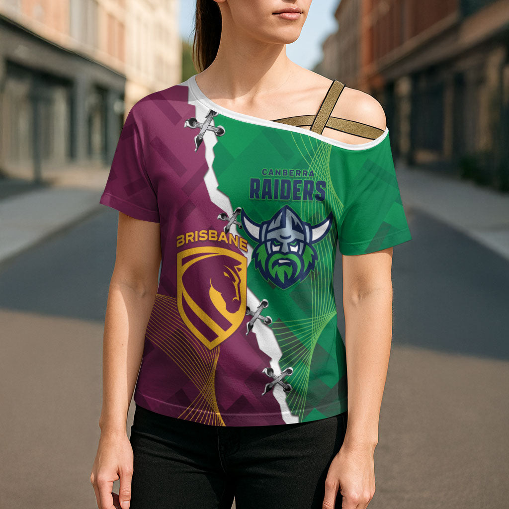 Broncos and Raiders Rugby Custom Cross Shoulder Shirt Dynamic Version