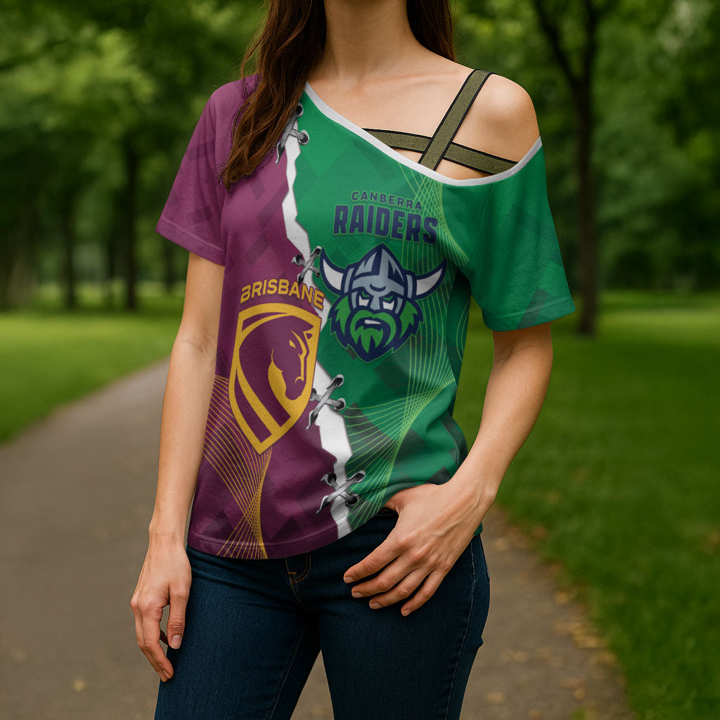 Broncos and Raiders Rugby Custom Cross Shoulder Shirt Dynamic Version