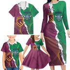 Broncos and Raiders Rugby Custom Family Matching Long Sleeve Bodycon Dress and Hawaiian Shirt Dynamic Version